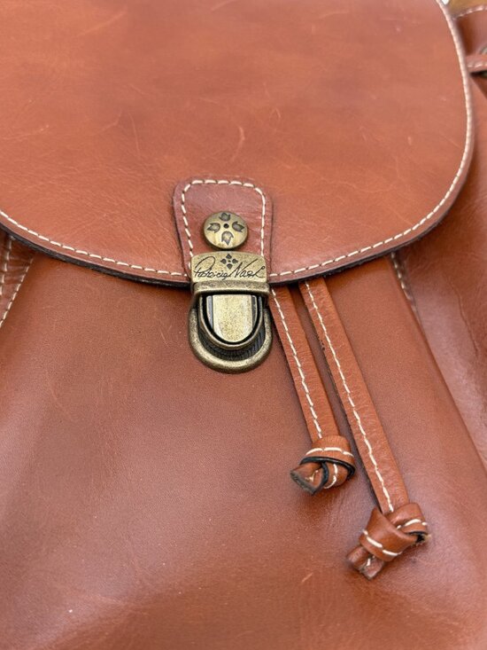 PATRICIA NASH 100% Leather Backpack Womens Brown Drawstring Brass Latch main image 6